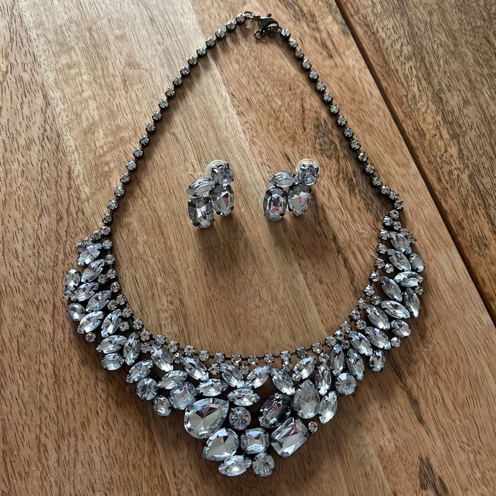 Bridal and Fashion Accessory Necklace with Matching Earrings.